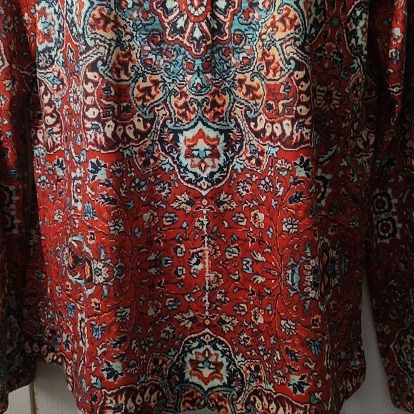Rustic Brown boho hippie  long sleeve print top  Sz M  NWT - Picture 2 of 6